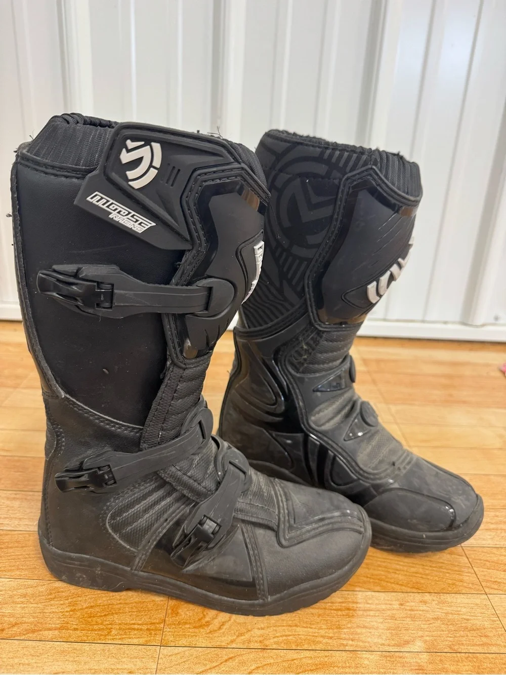 Kids Black Motocross Boots - Durable Youth Riding Boots